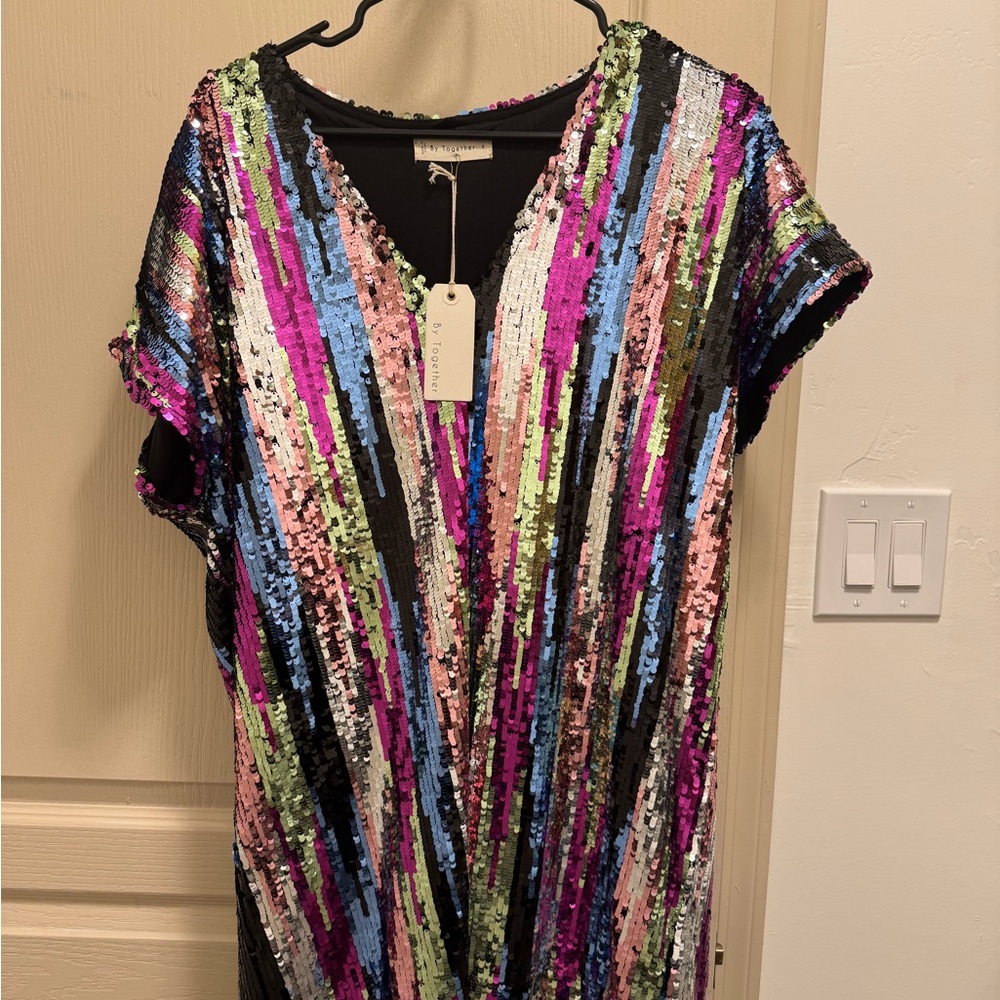 By Together Silver Pink Sequin Mini Dress